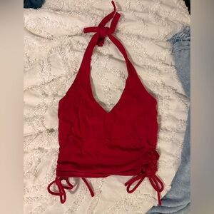 Hollister Red Halter Ruched Tank Top Summer Going Out